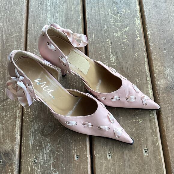 Y2K Wild Pair Pointy Toe Pink Bow Ballerina Core High Heels Size 7 - Picture 5 of 10